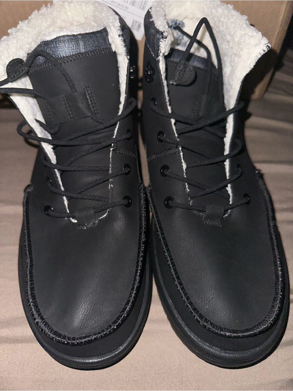Men's Hey Dudes Black Faux-Shearling Lined Boots
